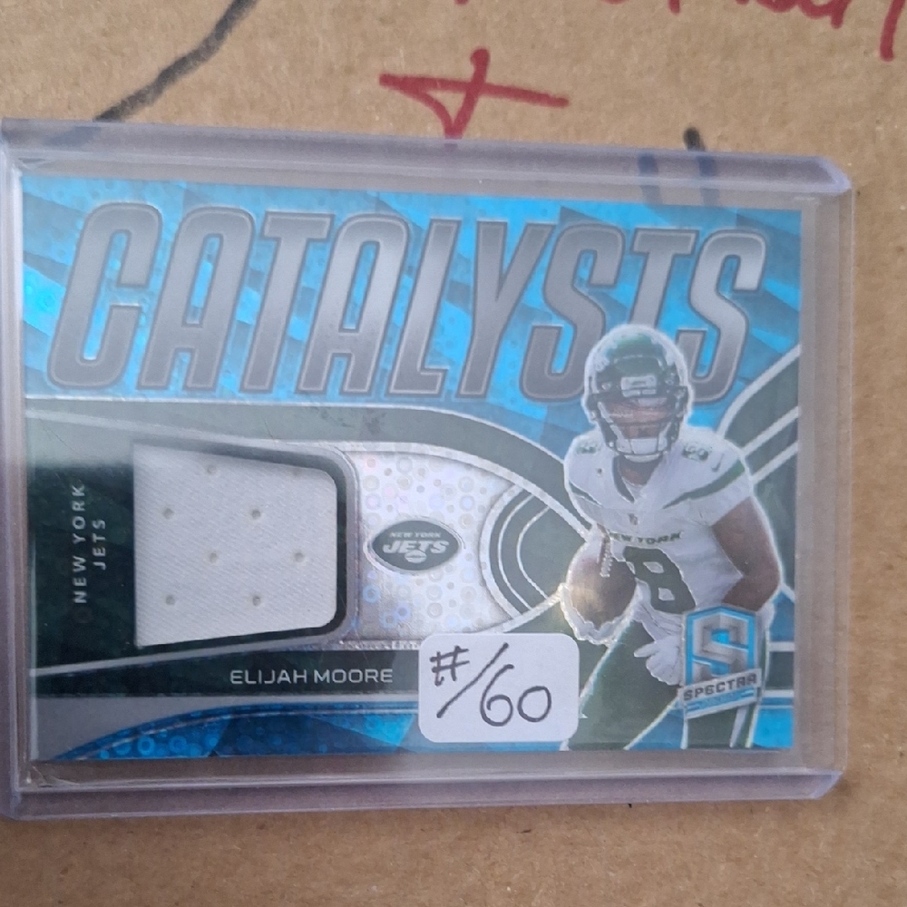 NFL Catalysts Trading Card - New York Jets Player Jersey Card - Blue and Silver